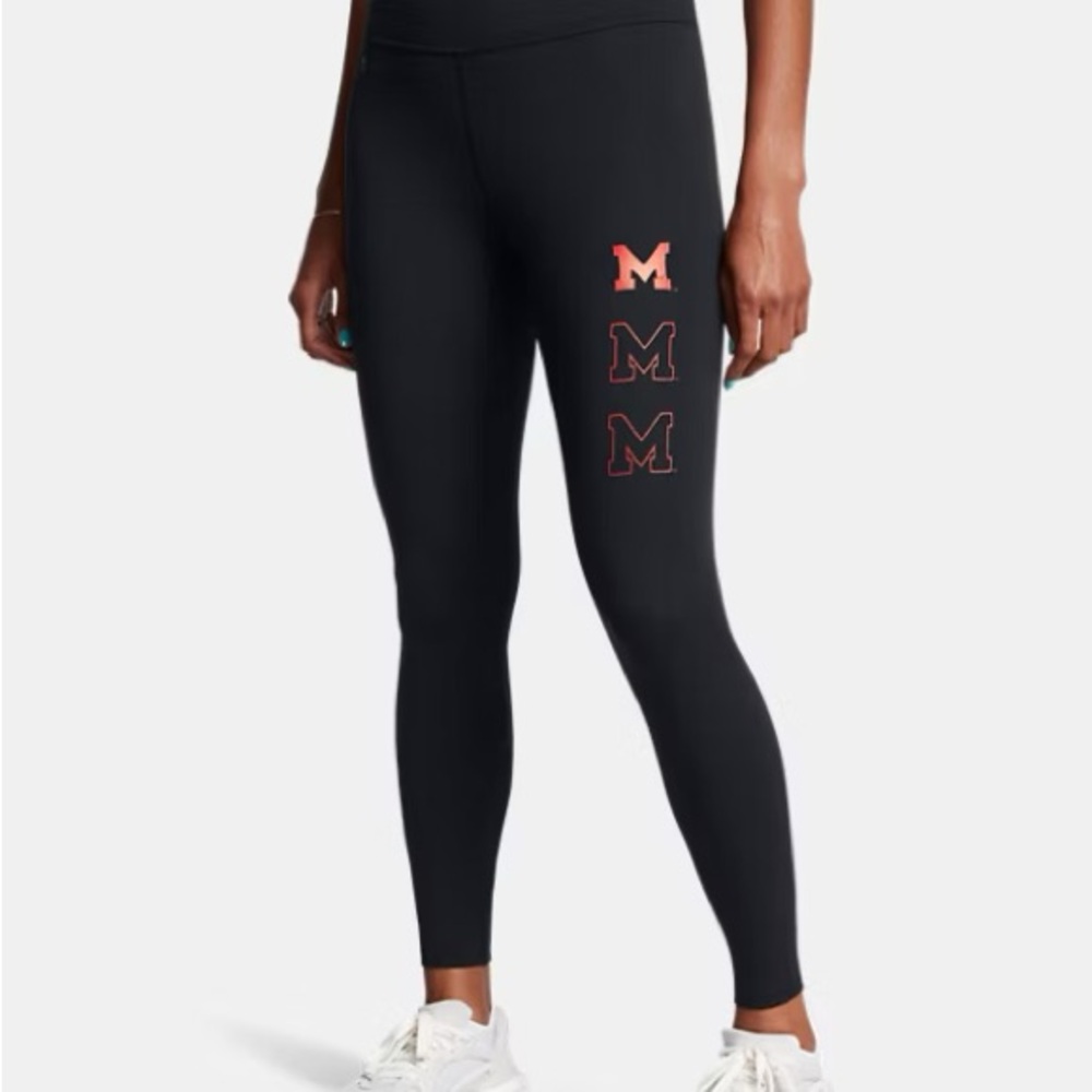 Under Armor University of Maryland Terps Black Motion Leggings with Red Large